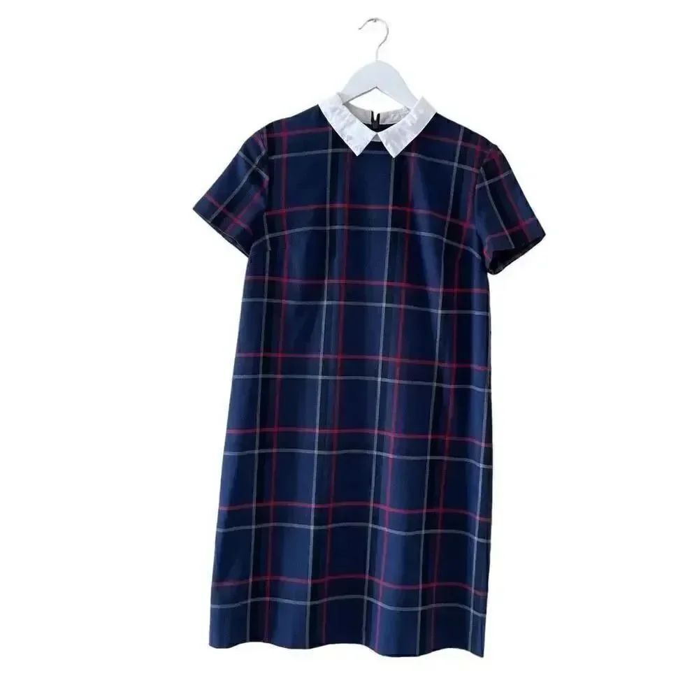 Mohito Multicolor Tunic Short Sleeves Plaid Scholar Collegiate Preppy Soft Zippe